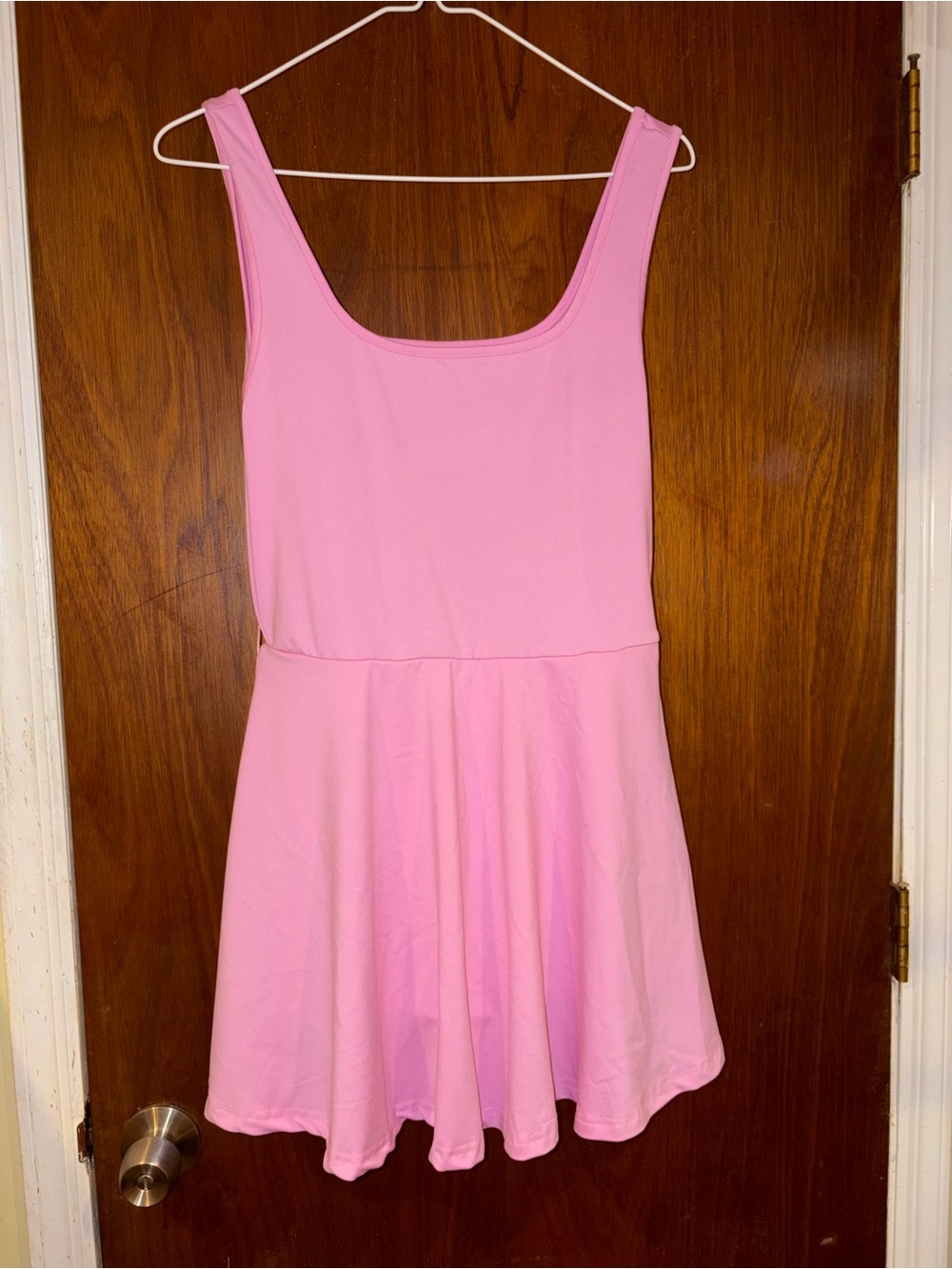 Pink Scoop Neck Fit-and-Flare Dress